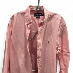 Men's retro Ralph Lauren Yarmouth button up pink flesh pony by L (L6) 27" ptp